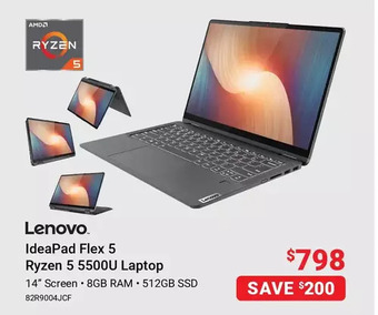 Visions Electronics Lenovo 14" ideapad flex 5 ryzen 5 5500u laptop offer