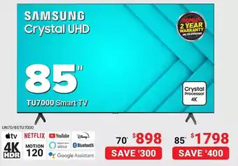 Visions Electronics Samsung crystal uhd tu7000 smart tv 85" offer
