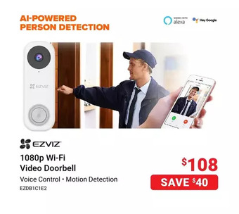 Visions Electronics Ezviz 1080p wi-fi video doorbell offer