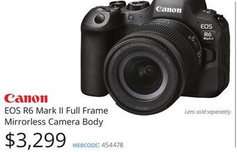 Vistek Canon eos r6 mark ii full frame mirrorless camera body offer