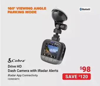Visions Electronics Cobra drive hd dash camera with iradar alerts offer