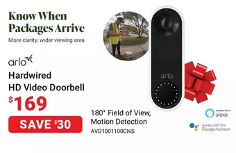 Visions Electronics Arlo hardwired hd video doorbell offer