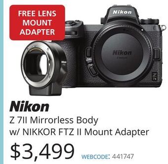 Vistek Nikon mirrorless body w/nikkor ftz ii mount adapter offer