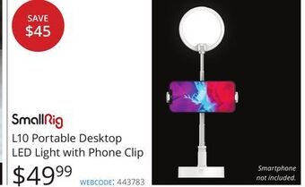 Vistek Smallrig l10 portable desktop led light with phone clip offer