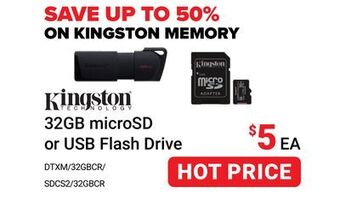 Visions Electronics Kingston 32gb microsd or usb flash drive offer