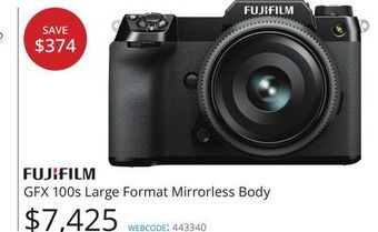 Vistek Fujifilm gfx 100s large format mirrorless body offer