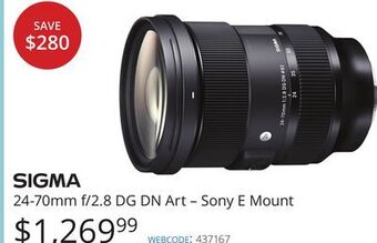 Vistek Sigma 24-70mm f/2.8 dg dn art-sony e mount offer