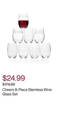 Hudson's Bay Cheers 8-piece stemless wine glass set offer