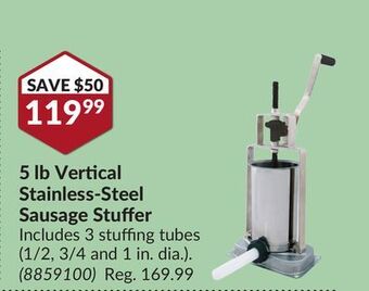 Princess Auto 5 lb vertical stainless-steel sausage stuffer offer