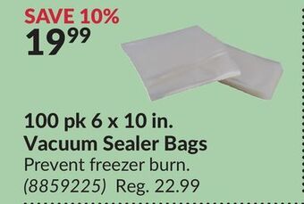 Princess Auto 100 pk 6 x 10 in. vacuum sealer bags offer