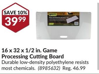 Princess Auto 16 x 32 x 1/2 in. game processing cutting board offer
