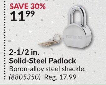 Princess Auto 2-1/2 in. solid-steel padlock offer
