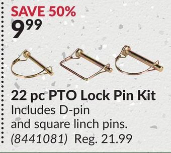 Princess Auto 22 pc pto lock pin kit offer