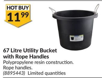 Princess Auto 67 litre utility bucket with rope handles offer