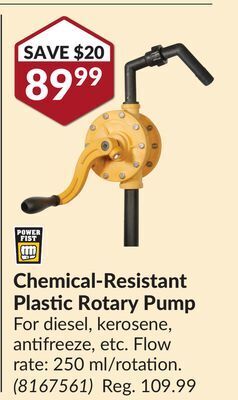 Princess Auto Chemical-resistant plastic rotary pump offer
