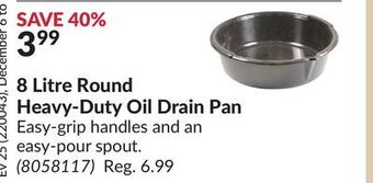 Princess Auto 8 litre round heavy-duty oil drain pan offer