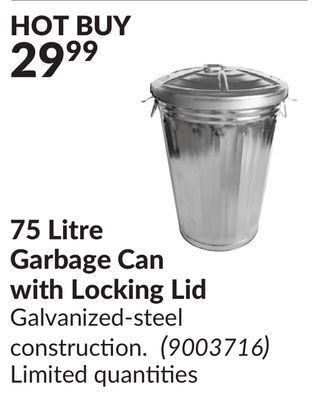 Princess Auto 75 litre garbage can with locking lid offer