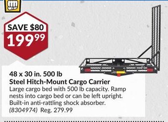 Princess Auto 48 x 30 in. 500 lb steel hitch-mount cargo carrier offer