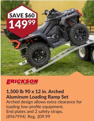 Princess Auto 90 12 in. arched aluminum loading ramp set offer