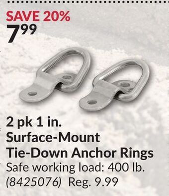Princess Auto 2 pk 1 in. surface-mount tie-down anchor rings offer