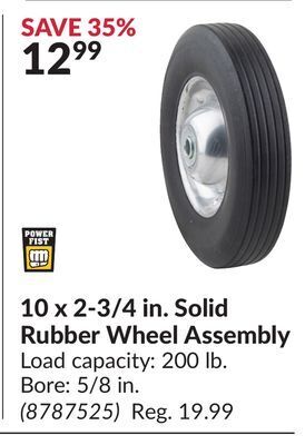 Princess Auto 10 x 2-3/4 in. solid rubber wheel assembly offer