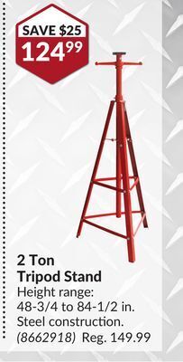 Princess Auto 2 ton tripod stand offer