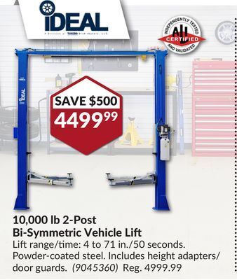 Princess Auto 10, 000 lb 2-post bi-symmetric vehicle lift offer