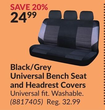Princess Auto Black/grey universal bench seat and headrest offer