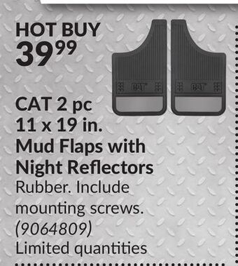 Princess Auto Cat 2 pc 11 x 19 in. mud flaps with night reflectors offer