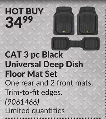Princess Auto Cat 3 pc black universal deep dish floor mat set offer