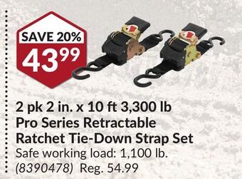 Princess Auto Pro series retractable ratchet tie-down strap set offer