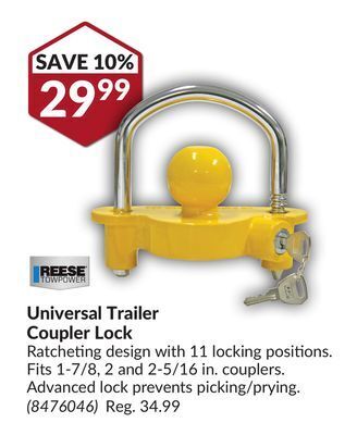 Princess Auto Universal trailer coupler lock offer