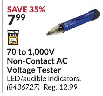 Princess Auto 70 to 1, 000v non-contact ac voltage tester offer