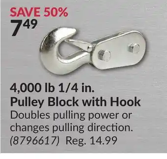 Princess Auto 1/4 in. pulley block with hook doubles offer