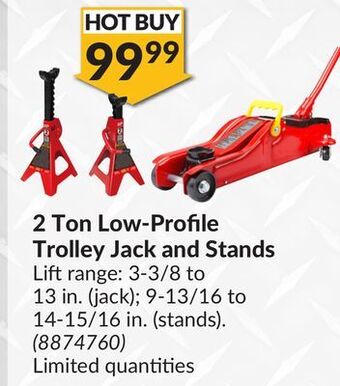 Princess Auto 2 ton low-profile trolley jack and stands offer