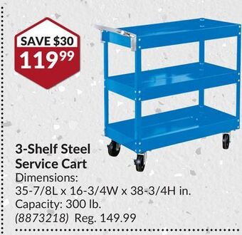 Princess Auto 3-shelf steel service cart offer
