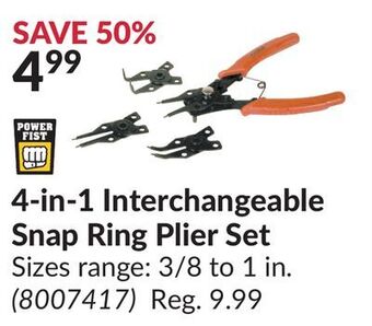 Princess Auto 4-in-1 interchangeable snap ring plier set offer