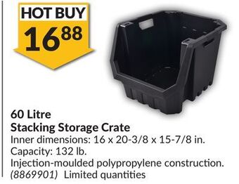 Princess Auto 60 litre stacking storage crate offer