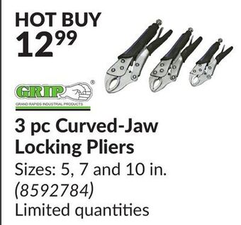 Princess Auto Grand rapids industrial products 3 pc curved-jaw locking pliers offer