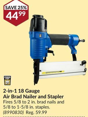 Princess Auto 2-in-1 18 gauge air brad nailer and stapler offer