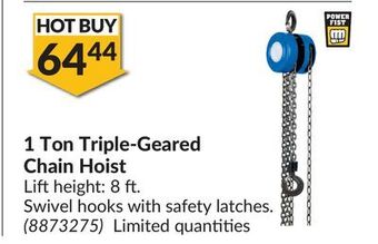 Princess Auto 1 ton triple-geared chain hoist offer
