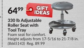 Princess Auto 330 lb adjustable roller seat with tool tray offer