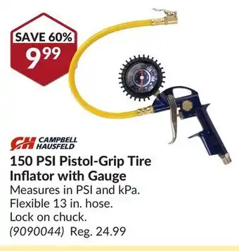 Princess Auto 150 psi pistol-grip tire inflator offer