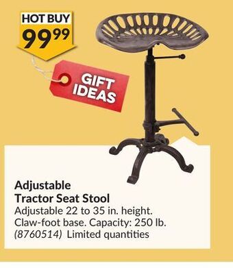 Princess Auto Adjustable tractor seat stool offer