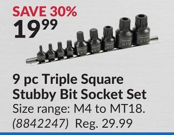 Princess Auto 9 pc triple square stubby bit socket set offer
