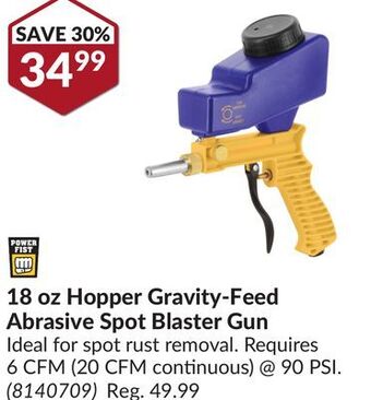 Princess Auto 18 oz hopper gravity-feed abrasive spot blaster gun offer