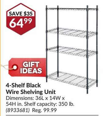 Princess Auto 4-shelf black wire shelving unit offer