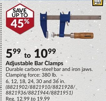 Princess Auto Adjustable bar clamps offer