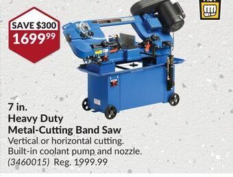 Princess Auto 7 in. heavy duty metal-cutting band saw offer