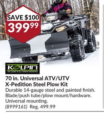 Princess Auto 70 in. universal atv/utv x-pedition steel plow kit offer